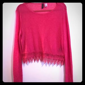 Pink Lightweight Cropped Sweater